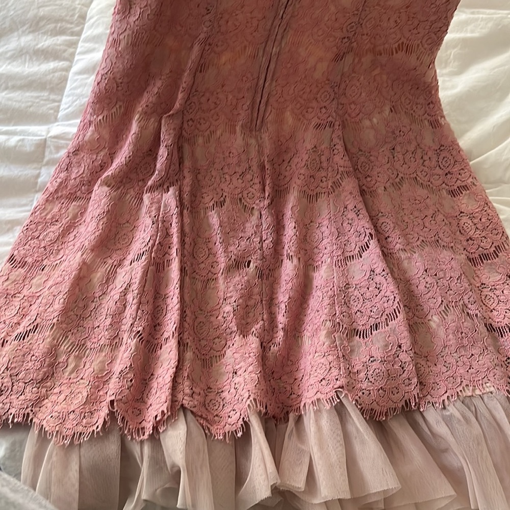 Pink & Nude Crochet Mock Neck Sleeveless Dress - Picture 8 of 8
